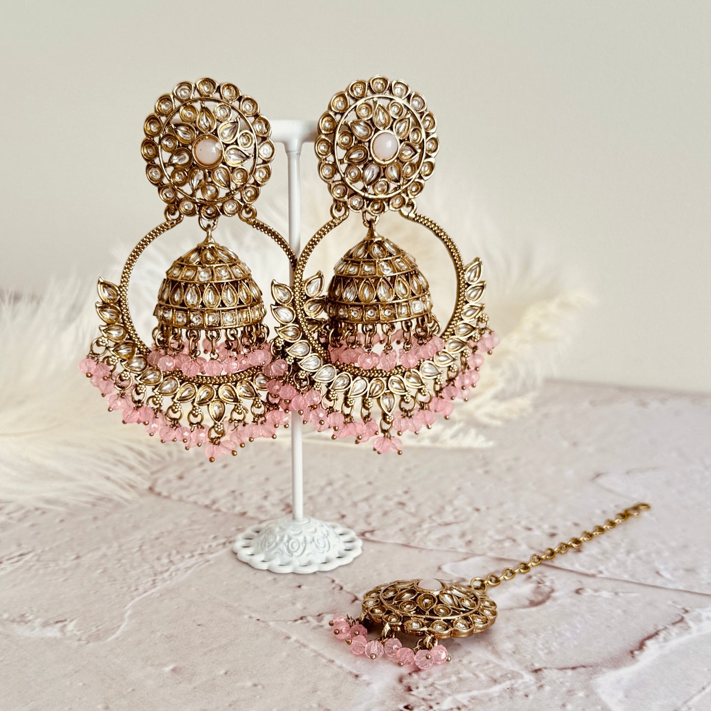 Jhanak Earrings Set (Pink)