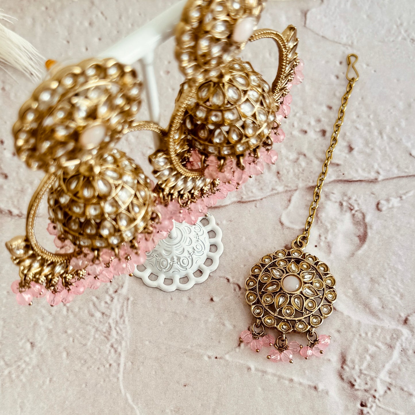 Jhanak Earrings Set (Pink)