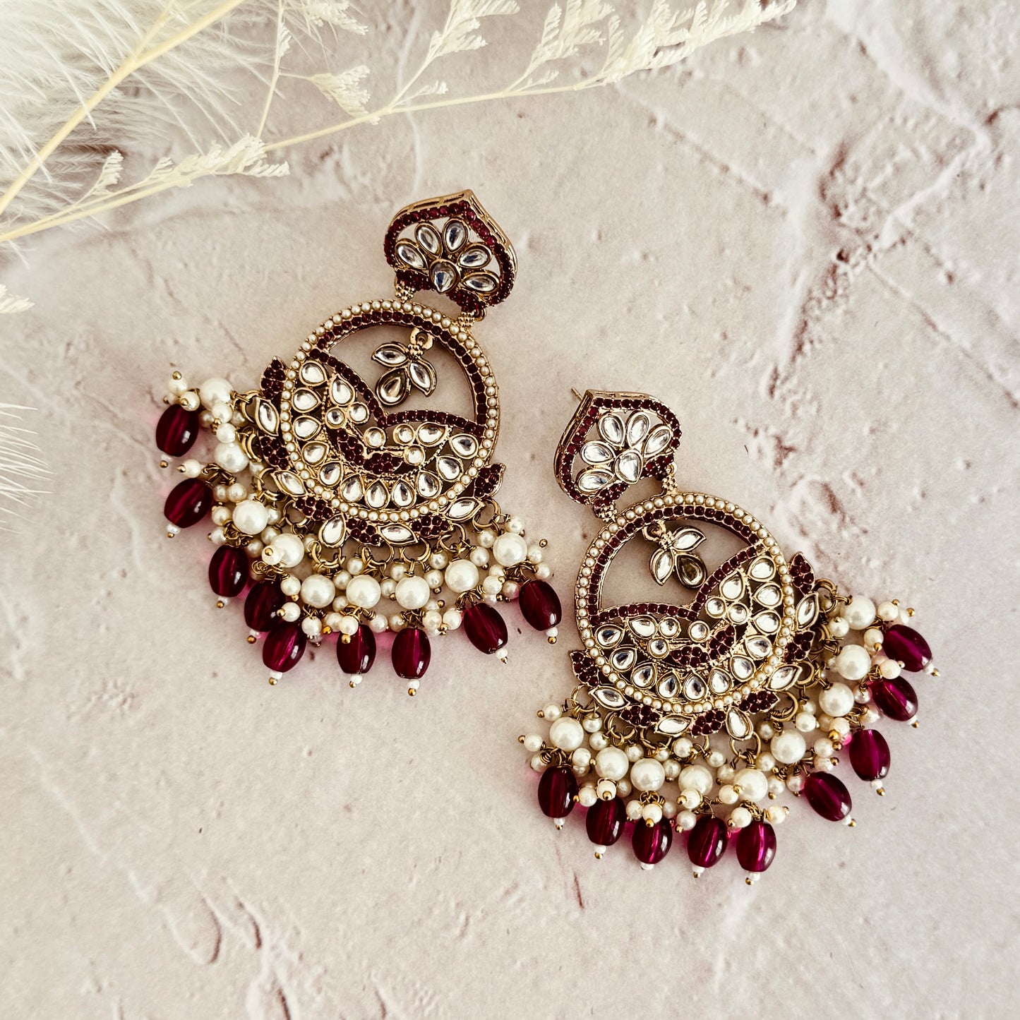 Jiya Earrings (Maroon)