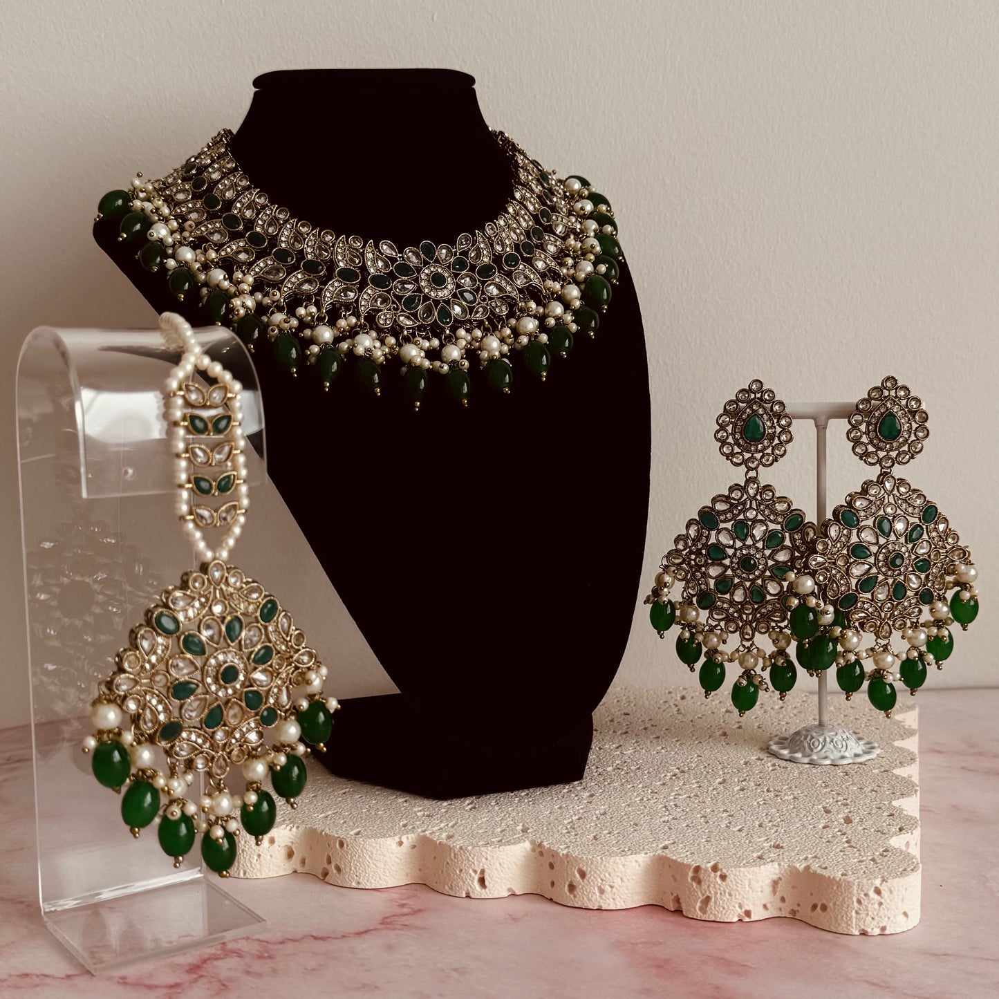 Laila Necklace Set (Emerald Green)