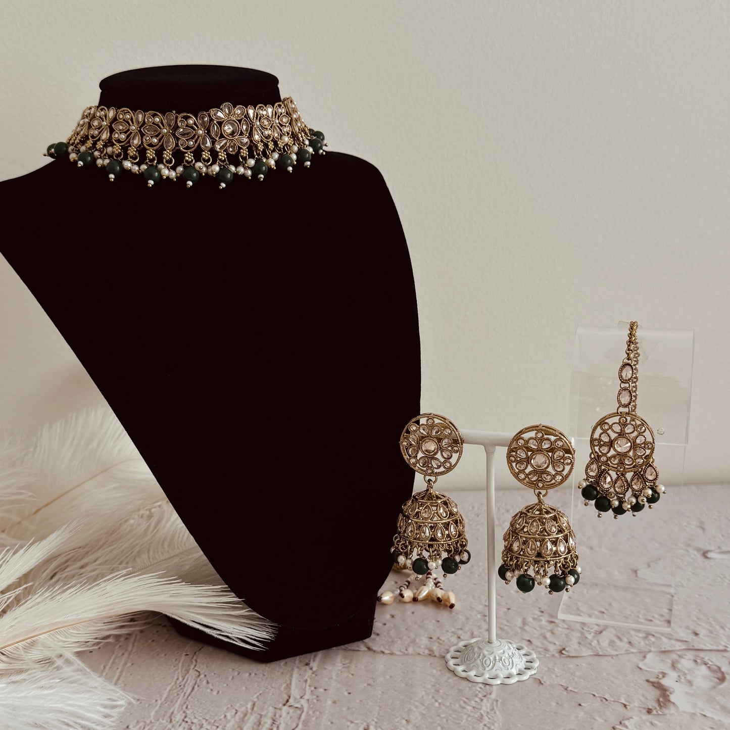 Reem Necklace Set (Emerald Green)