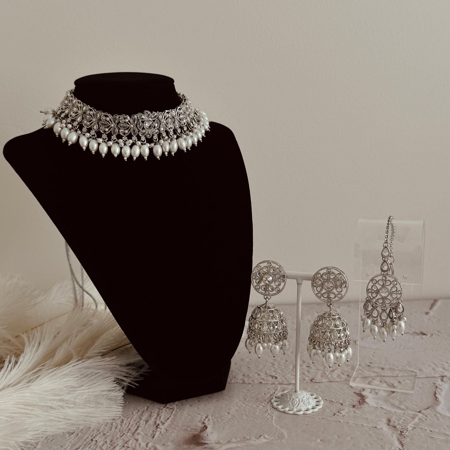 Reem Necklace Set (Silver)