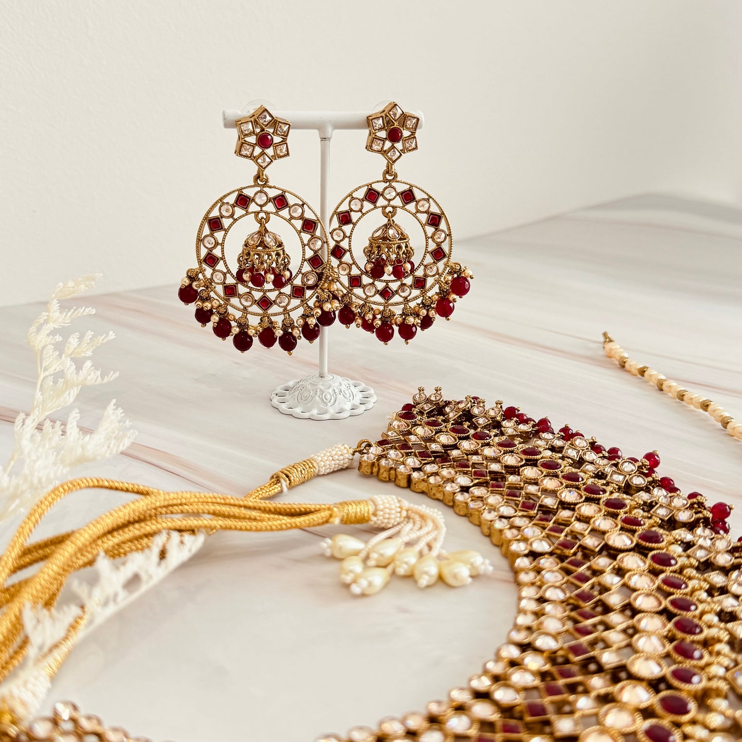 Ameera Necklace Set (Red)