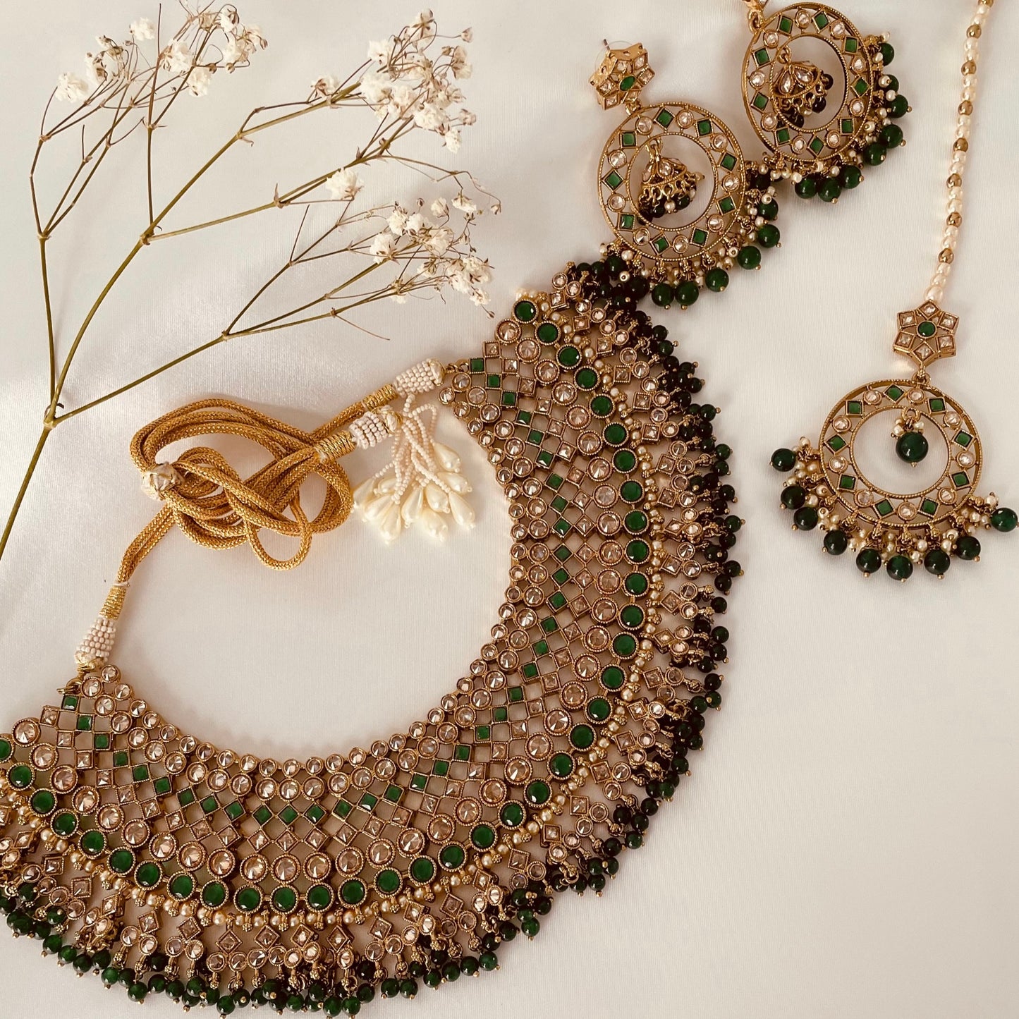 Ameera Necklace Set (Emerald Green)