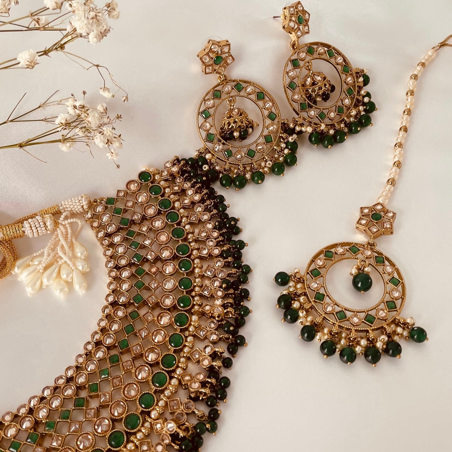 Ameera Necklace Set (Emerald Green)