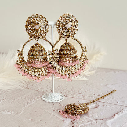 Jhanak Earrings Set (Pink)
