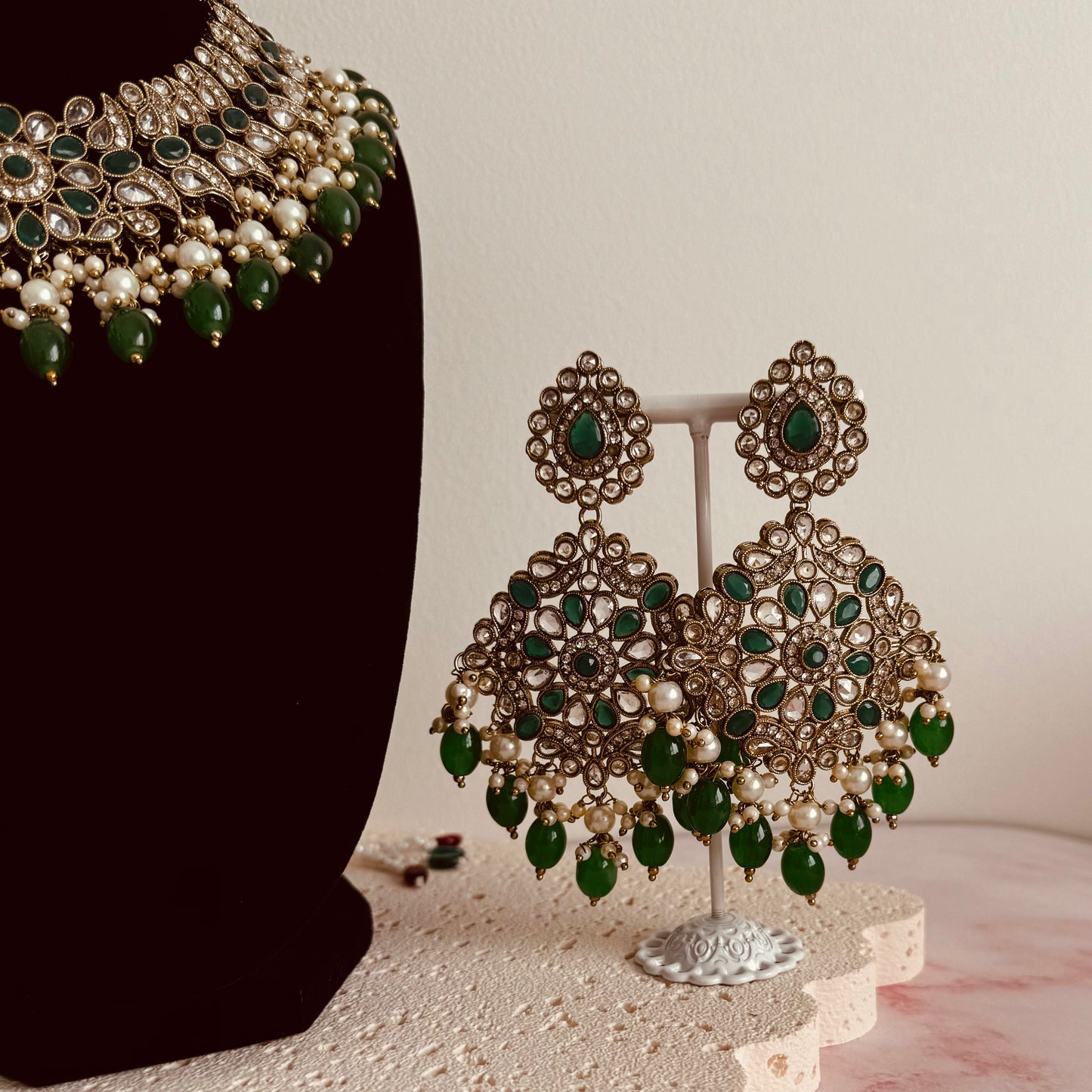 Laila Necklace Set (Emerald Green)