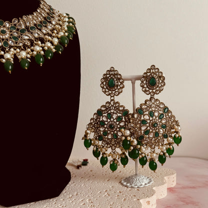 Laila Necklace Set (Emerald Green)