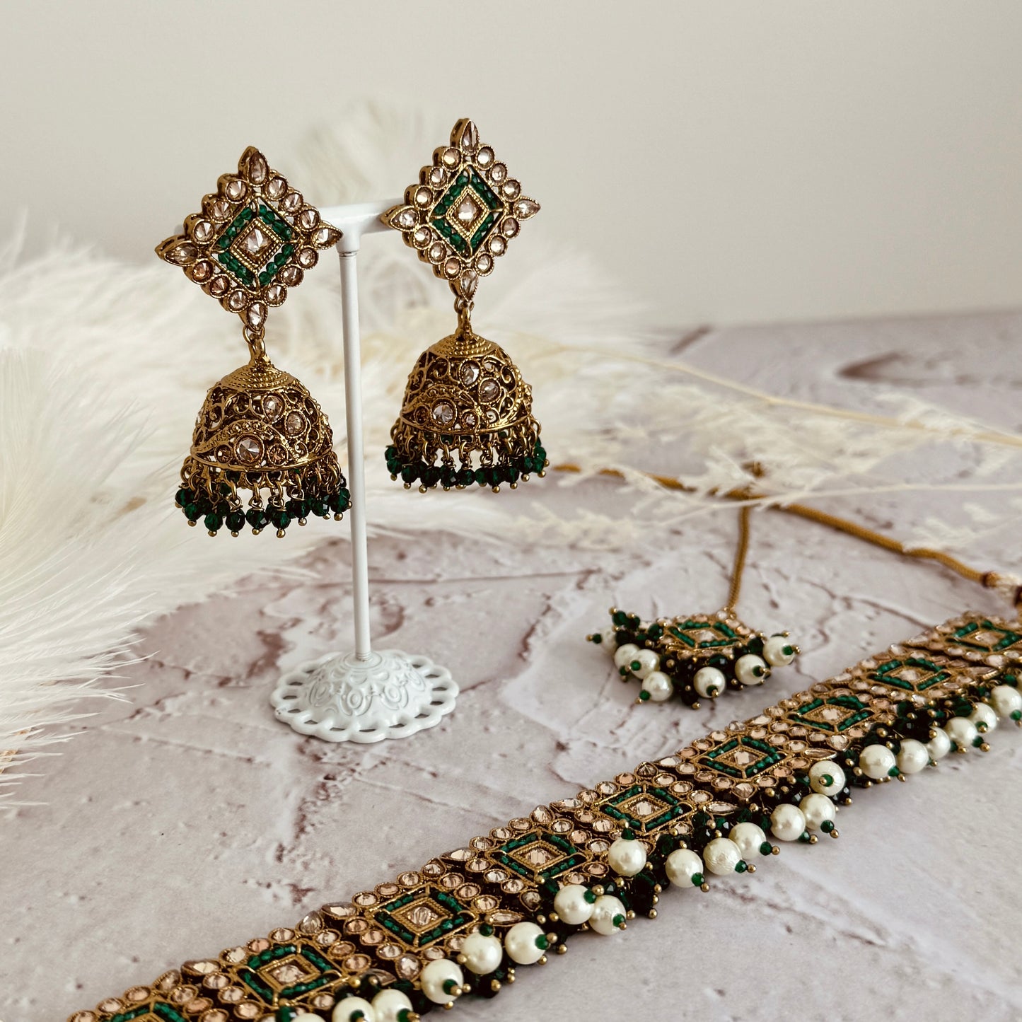 Mia Necklace Set (Emerald Green)