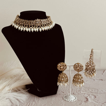 Reem Necklace Set (Gold/Pearl)